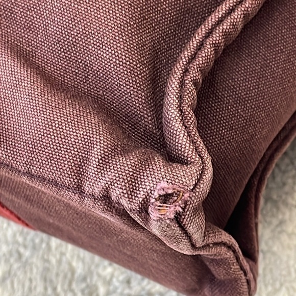 Hermes Paris Fourre Tout Burgundy Canvas Small Tote Bag Designer - Picture 7 of 17